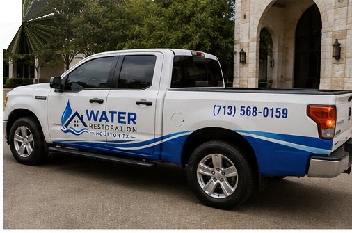 branded pickup truck for water restoration houston tx